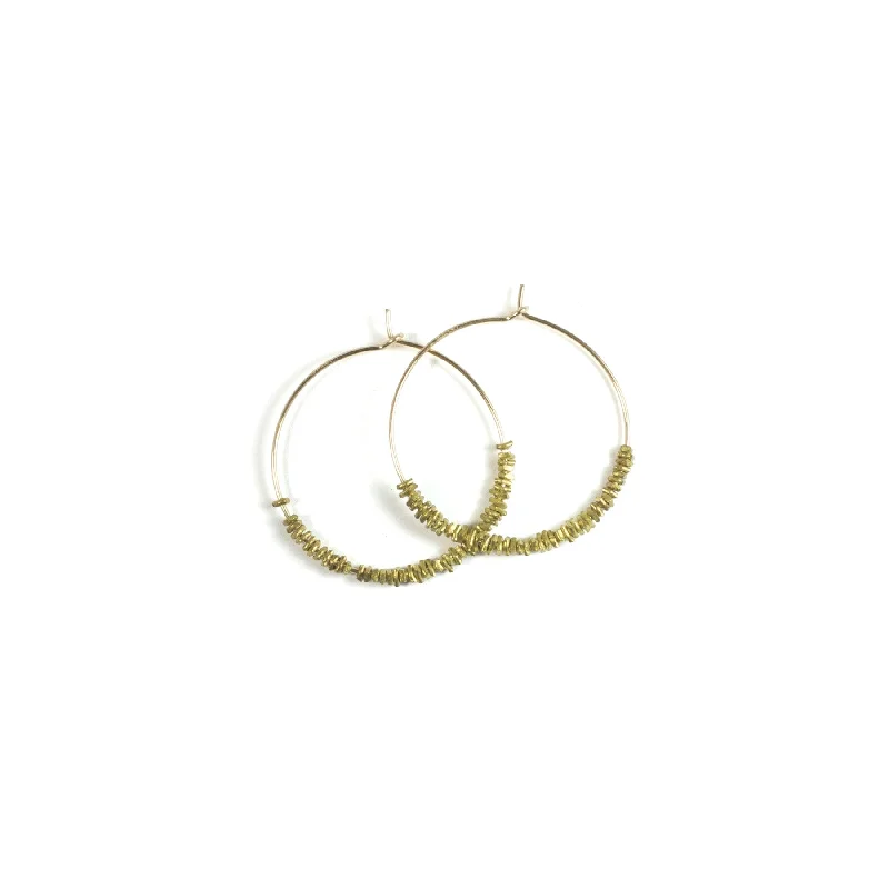 Silver Chain Drop Earrings-Brass Beaded Hoops