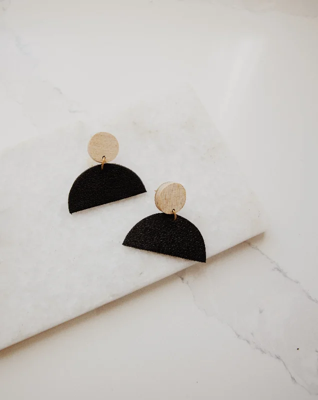 Clear Crystal Earrings-The Minimalist Earrings - Black