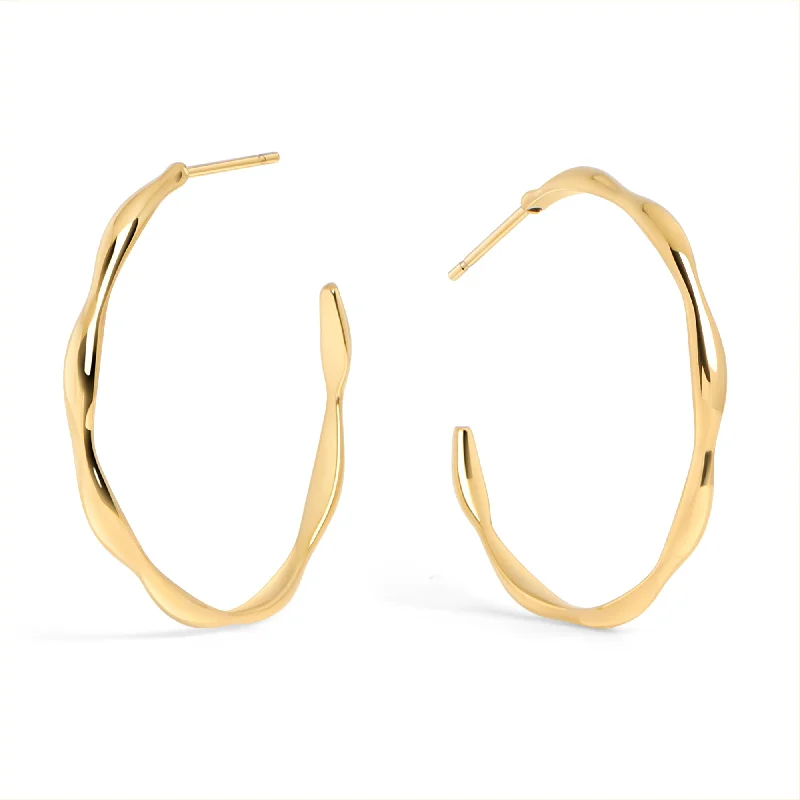 Black Gold Earrings-Flora Hoop Earrings