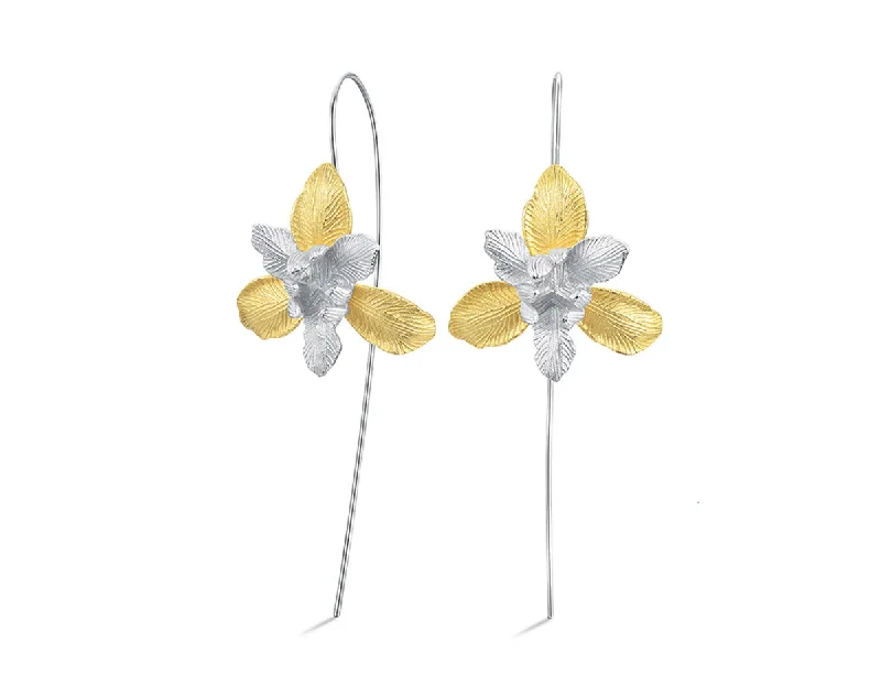 Large Pearl Earrings-Iris Flower Earring