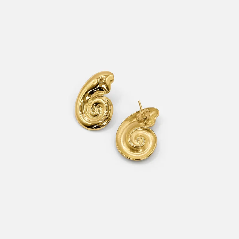 Vintage Style Earrings-18K GOLD SEASHELL EARRINGS