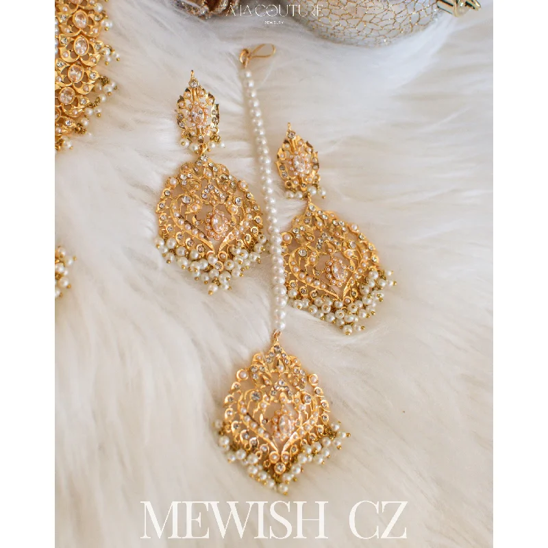 Fancy Drop Earrings-Mewish Earrings & Teekah Set