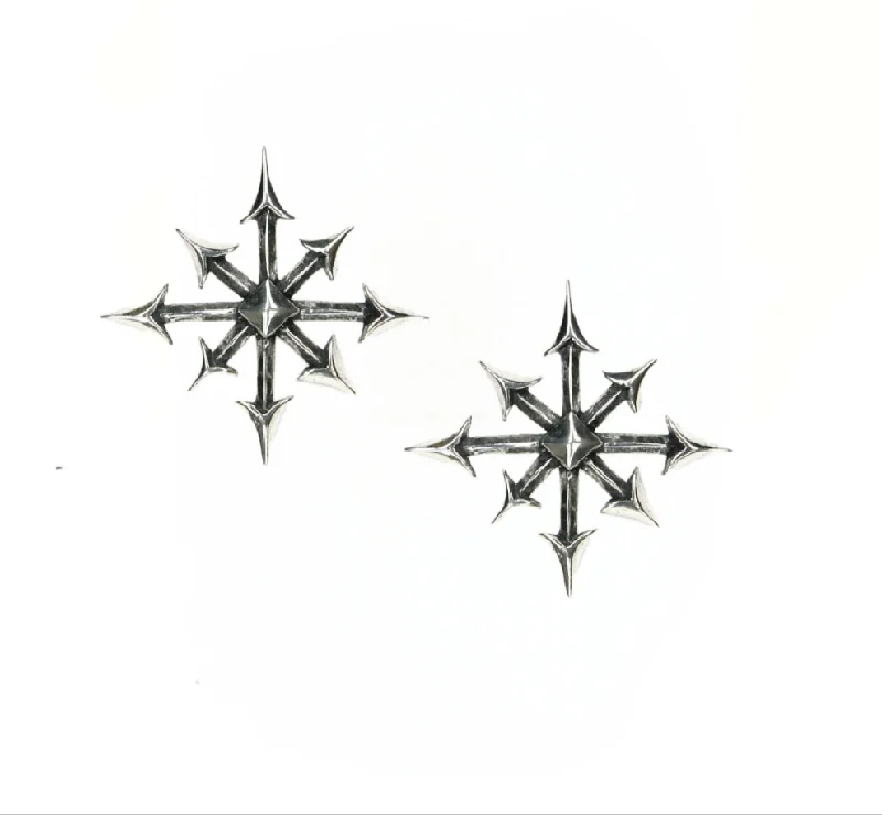 Modern Geometric Earrings-Sterling Silver Chaos Star Stud Earrings