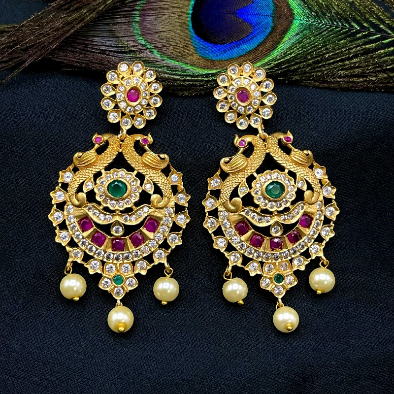 Chic Stud Earrings-Peacock Matte Antique Gold Earrings