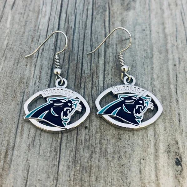 Designer Crystal Earrings-Carolina Panthers Earrings