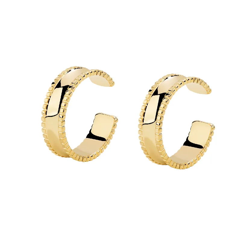 Crystal Stud Earrings-Unlock Marks - 18K Track Gold Ear Cuff