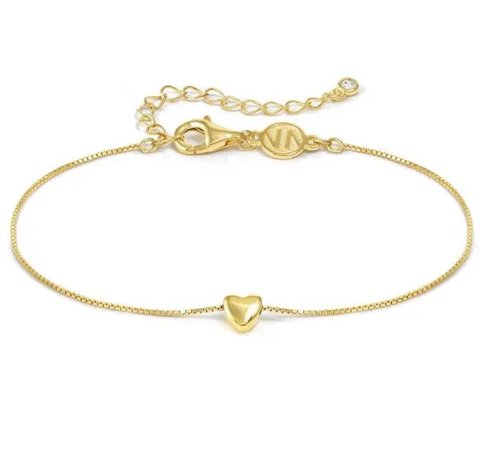 Personalized Silver Bangle-Nomination Gold Vermeil Cubic Zirconia Heart Bracelet