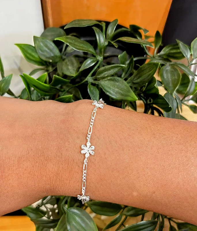 Silver Cuff Bracelet-Sterling Silver Daisy Chain - Bracelet or Anklet