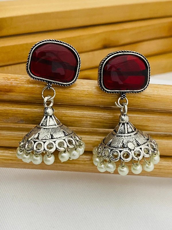 Black Earrings for Women-Appealing Oxidized Wine Color Small Jhumkas Earrings For Women