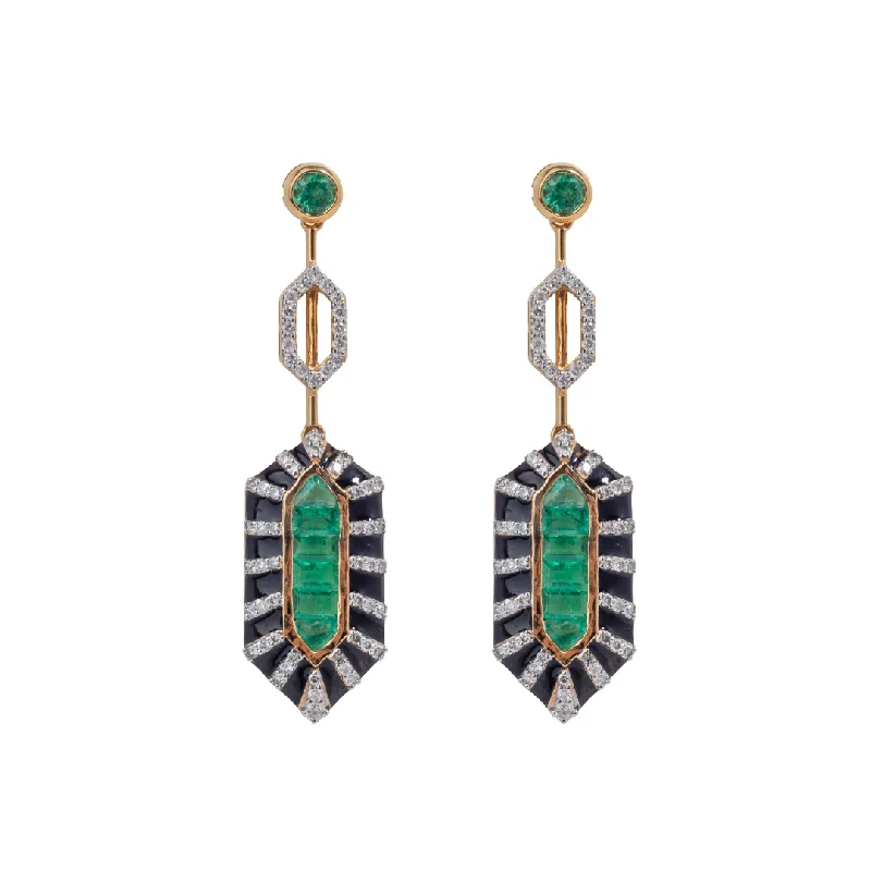 Gemstone Hoop Earrings-Emerald & Gold Neith Amulet