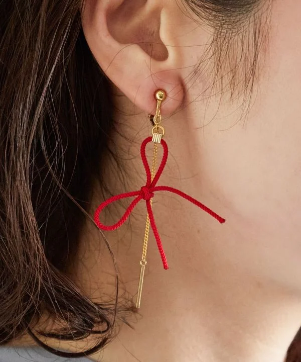 Handcrafted Earrings for Women-ENISHI - Magical Red Knot Clip Earrings