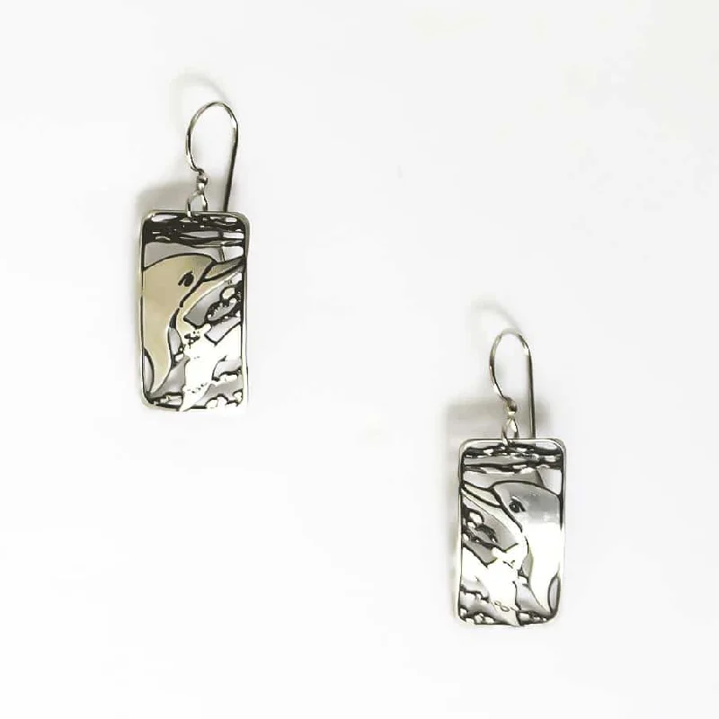 Stylish Dangling Earrings-Rectangle Dolphin