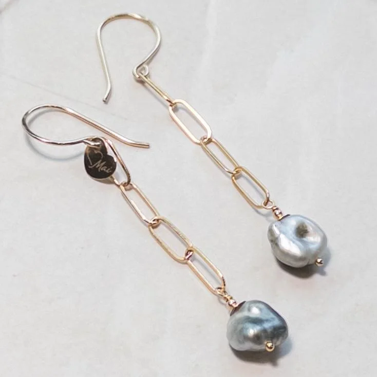 Pearl Earrings for Weddings-Keshi Drop Earrings