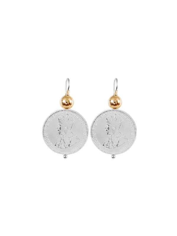 Designer Silver Earrings-Simple Shilling Coin Earrings