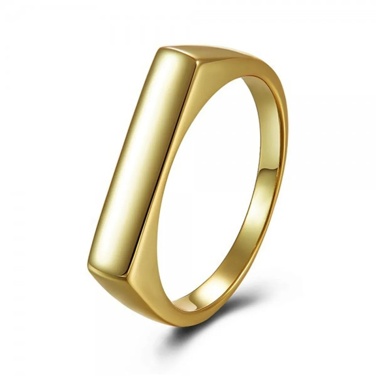 Men’s Wedding Band-Simple Atmosphere Golden Flat Index Finger Copper Plated 18k Gold Ring Wholesale