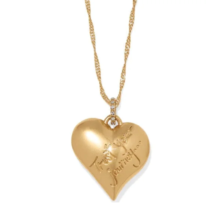 Dainty Gold Chain Necklace-Trust Your Journey Golden Heart Necklace