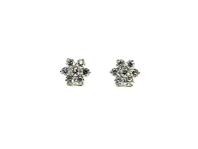 Custom Birthstone Earrings-Sparkle Diamond Cluster Earrings Ad No. 0138