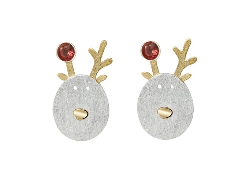 Custom Pearl Earrings-Christmas Reindeer Earring