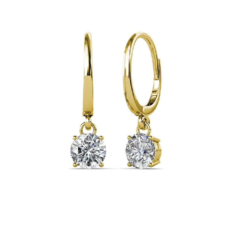 Funky Earrings for Teens-14K YELLOW GOLD LAB GROWN DIAMOND DANGLE EARRINGS