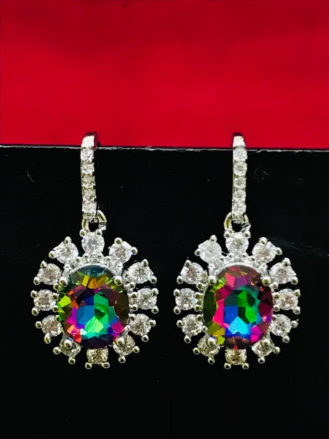 Cute Drop Earrings-Beautiful Multicolored American Diamond Earrings