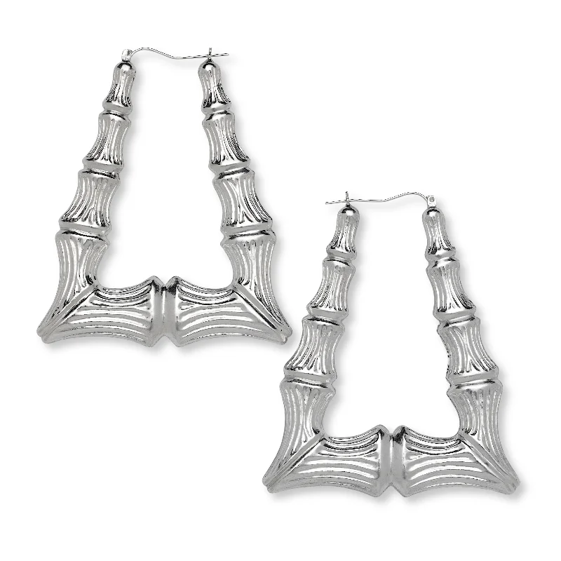 Double Hoop Earrings-Better Jewelry, Bamboo Hoops .925 Sterling Silver Triangle Door Knocker Bamboo Earrings Hoops