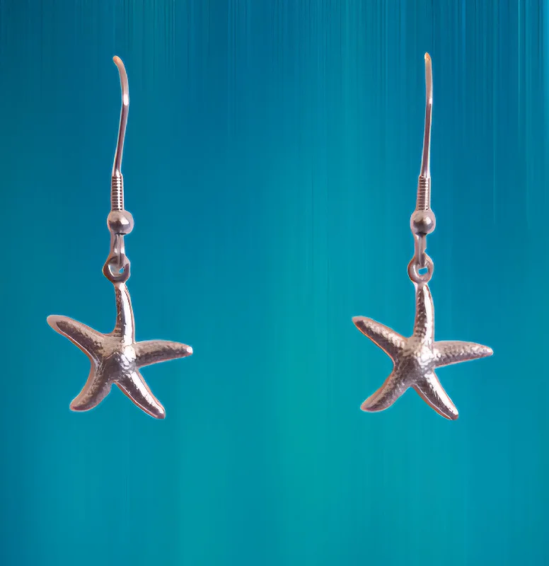 Gold Clip-On Earrings-Starfish Dangling Earrings