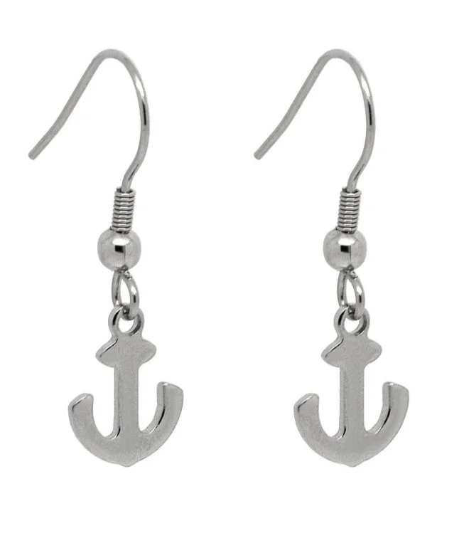 Floral Drop Earrings-Stainless Steel Anchor Hanging Earrings