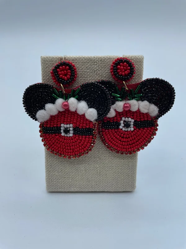 Rainbow Hoop Earrings-Santa Mickey Earrings