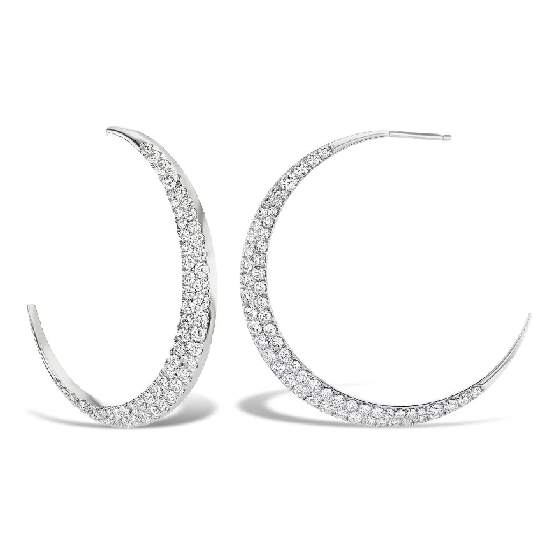 Custom Gemstone Earrings-LARGE DIAMOND MOON HOOPS