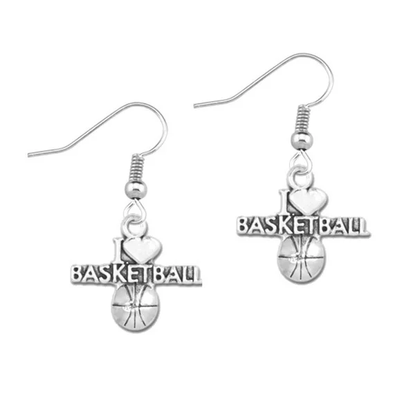 Black Gemstone Earrings-I Love Basketball Earrings