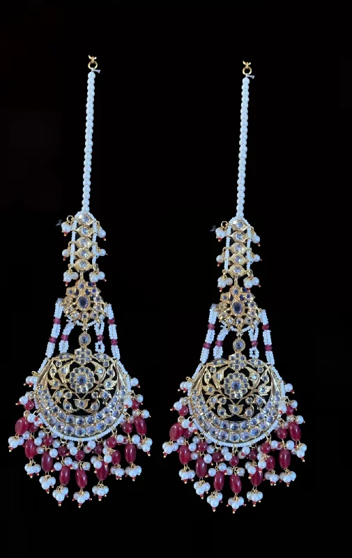 Chunky Silver Earrings-DER171  Romana ruby  statement jhoomar earrings ( READY TO SHIP )