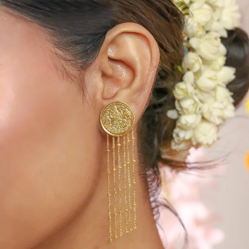 Gold and Pearl Earrings-999 Silver Aura Lakshmi Earring