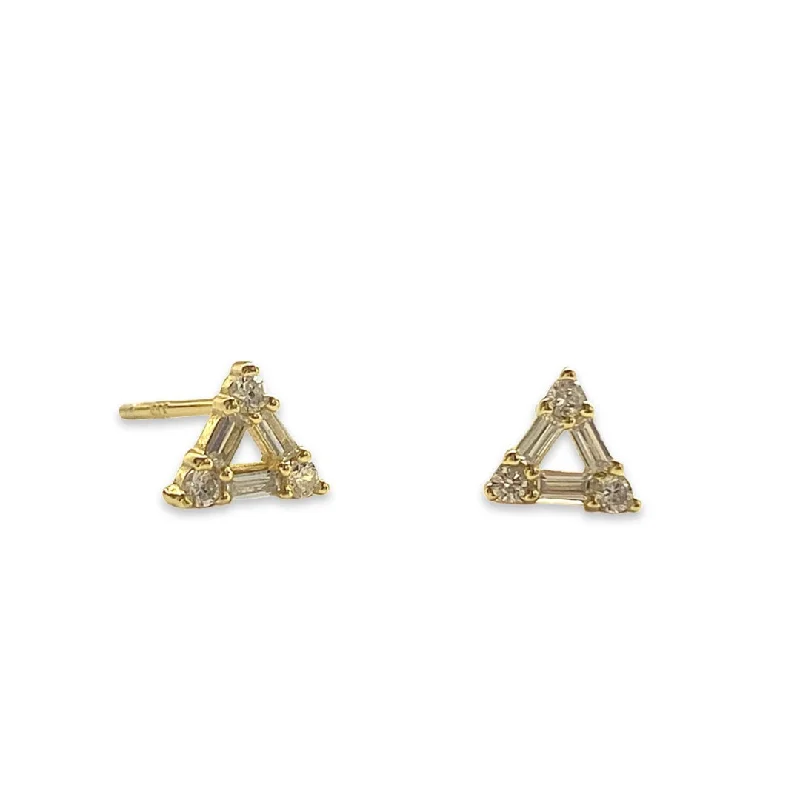 Layered Earrings for Women-Geovana Triangle Baguette Studs