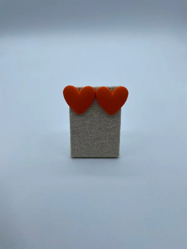 Black Earrings for Women-Orange Heart Shaped Earrings