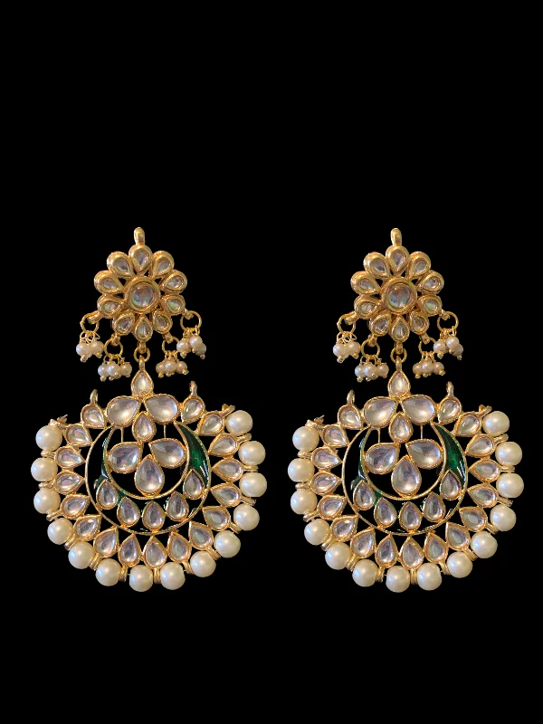 Bridesmaid Earrings-DER383 Kundan earrings with meenakari work ( READY TO SHIP )