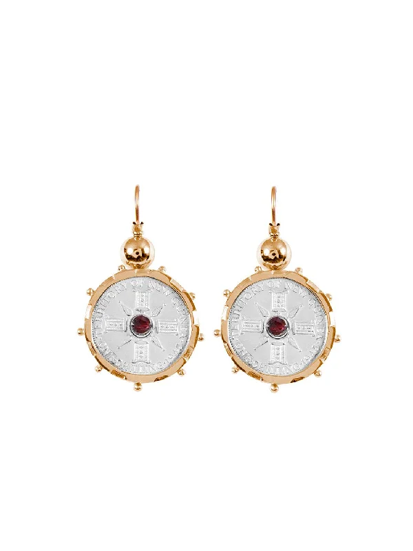 Elegant Gemstone Earrings-Gold Encased PNG Coin Earrings