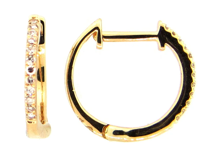 Swarovski Crystal Earrings-Lady's Yellow 14 Karat Huggie Earrings 0.08tw Round Diamonds