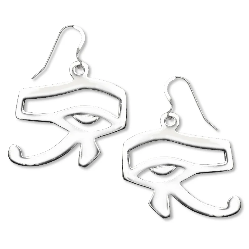 Heart Shaped Earrings-Eye of Horus .925 Sterling Silver Earrings