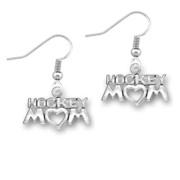 Handmade Drop Earrings-Ice Hockey Mom Earrings