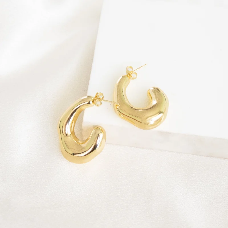 Pearl Drop Earrings-Big Bold U Shaped Earrings