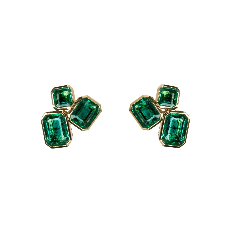 Handmade Crystal Drop Earrings-Emerald Olivia III Studs