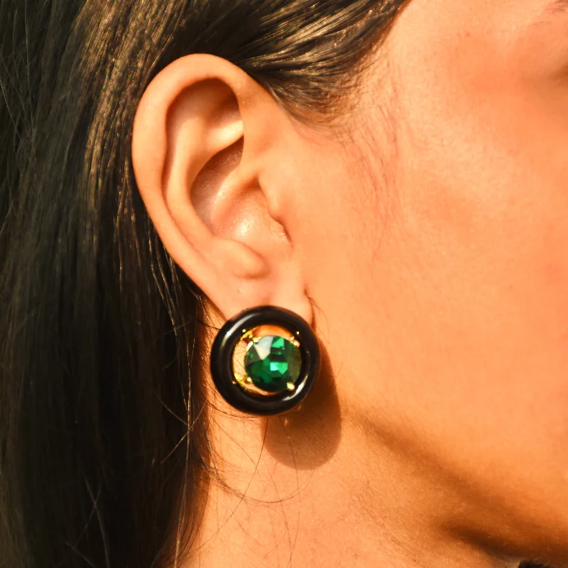 Simple Hoop Earrings-Emerald Noir Circlet Earrings