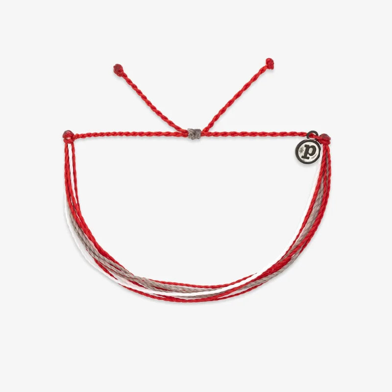 Men’s Chunky Leather Bracelet-Red, White & Grey Bracelet