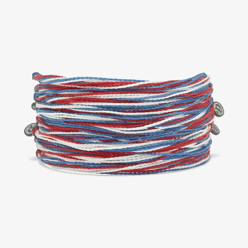 Elegant Gemstone Bracelet-Red, White, Blue Friendship 10 Pack