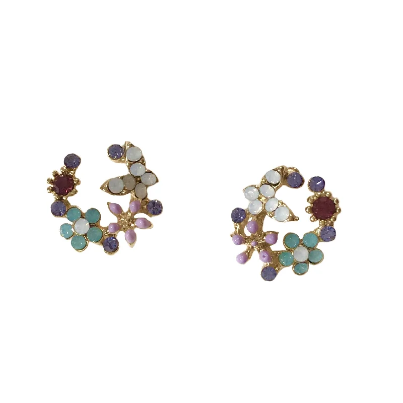 Simple Gemstone Earrings-Flower Wreath Studs