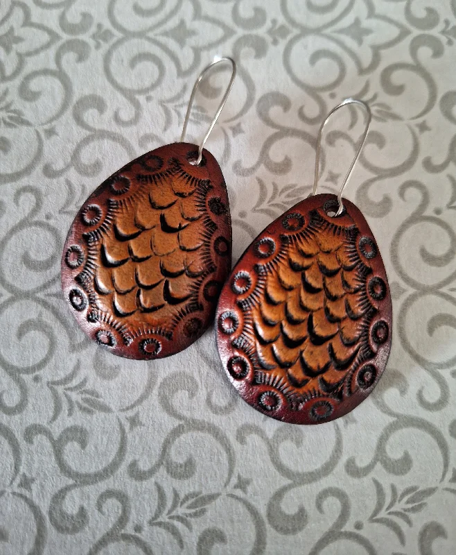 Small Gold Earrings-Genuine Leather Handmade Light Weight Earrings