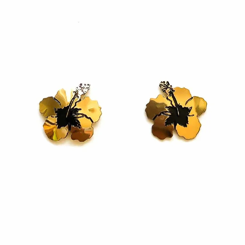 Small Gemstone Earrings-Hibiscus