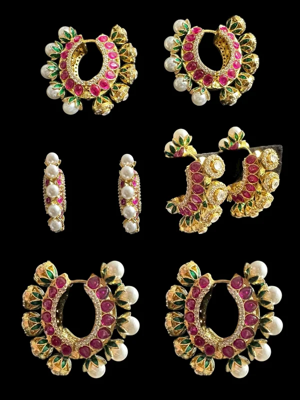 Long Diamond Earrings-DER718 Isha High quality Polki earrings included Bali style ( READY TO SHIP  )