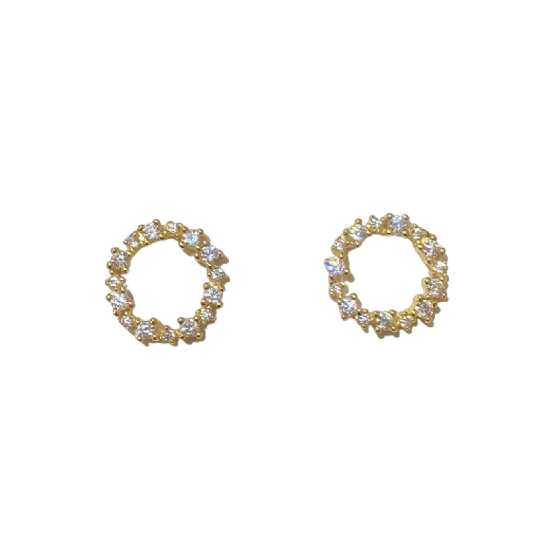 Small Gold Earrings-Geovana Clear Circle Studs