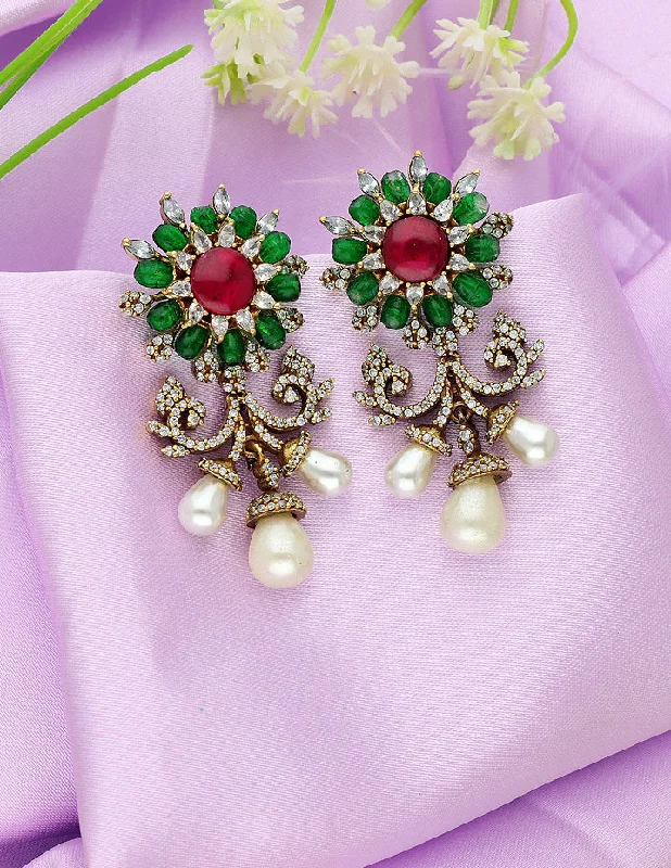 Designer Crystal Earrings-Victorian Zirconia Earrings